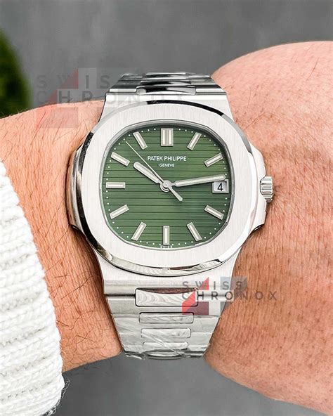 patek philippe 5711 green dial diamond|More.